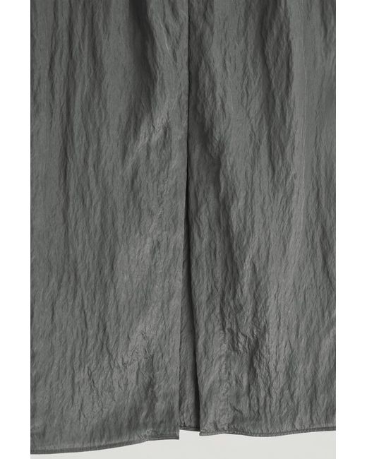 COS Gray Crinkled-Satin Pencil Skirt