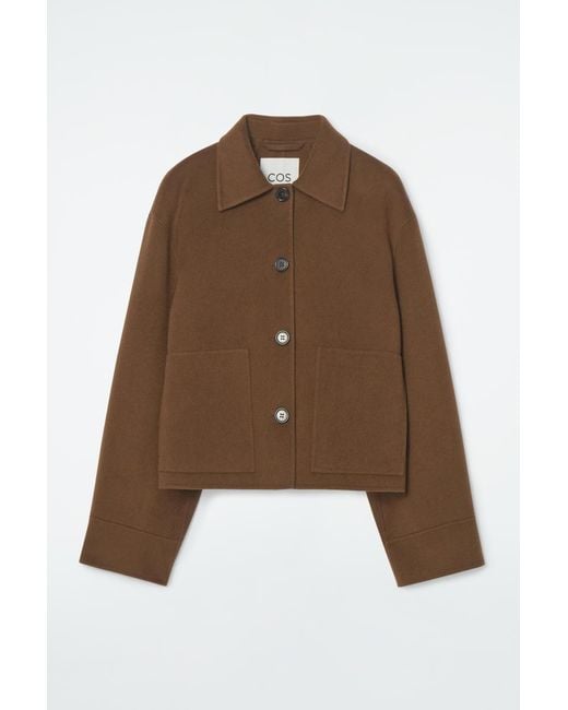 COS Brown Kastenförmige Wolljacke Aus Doubleface-material