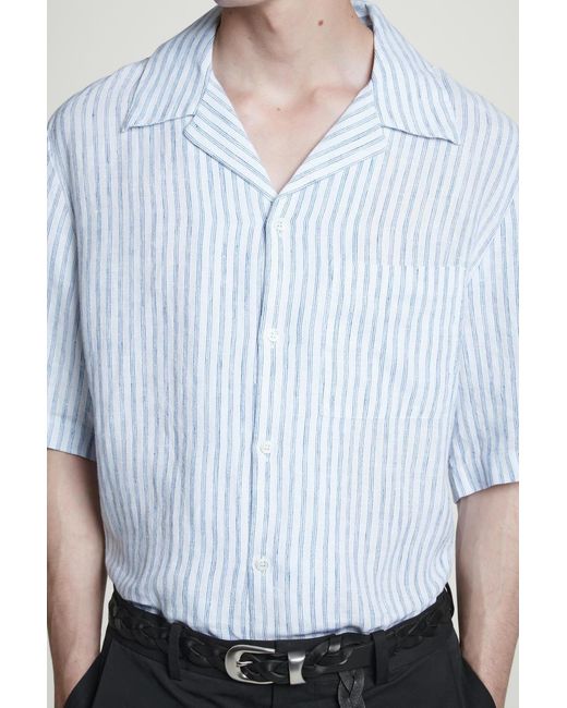 COS Blue Camp-collar Linen Shirt for men