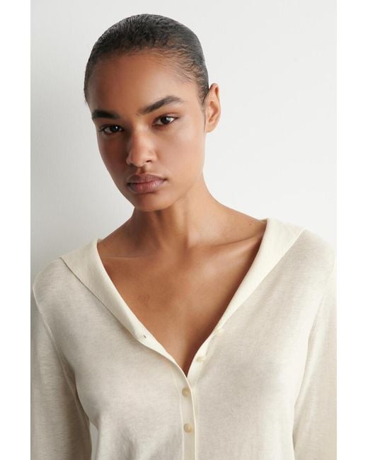COS Natural Sailor-Collar Knitted Cotton-Silk Shirt