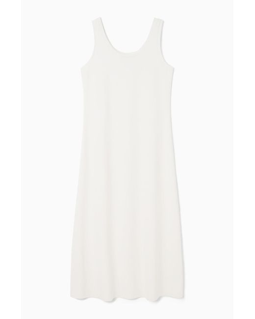 COS White Scoop-neck Jersey Midi Dress