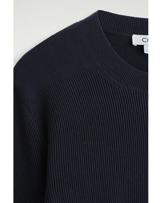COS Blue Cotton Crew-Neck Sweater for men