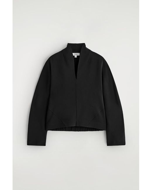 COS Black Draped-Collar Blouse
