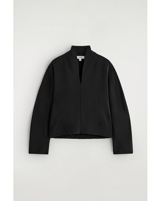 COS Black Draped-Collar Blouse
