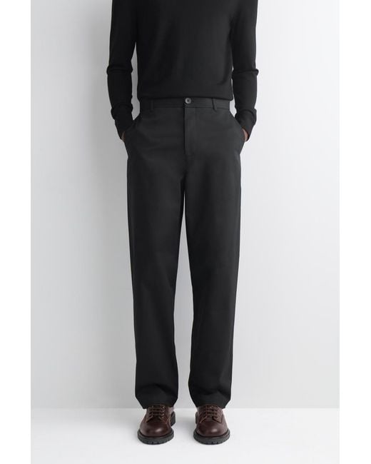 COS Black Cotton Regular-Fit Straight-Leg Chinos for men