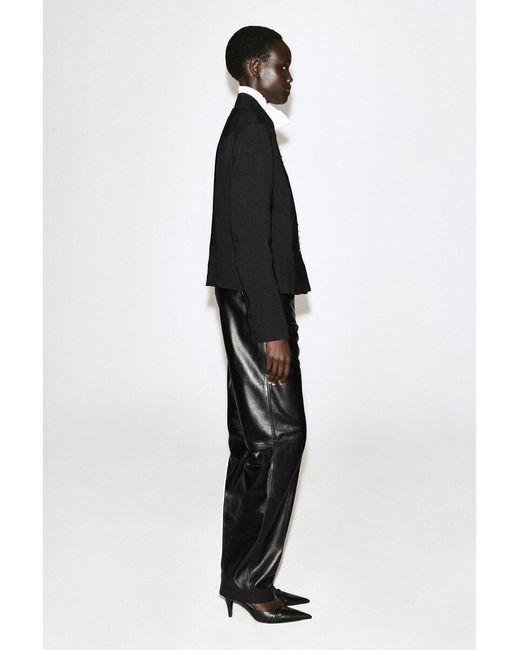 COS Black Stud-Detail Cropped Linen Blazer