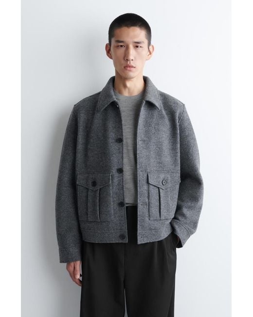 COS Gray Boiled-Wool Jacket for men