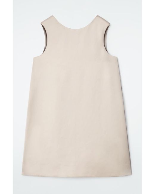 COS Natural Satin Racer-neck Mini Dress