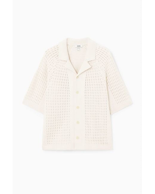 COS White Relaxed Open-knit Cotton Shirt for men