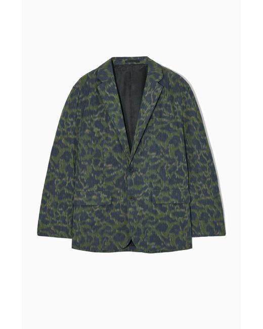 COS Green Animal-jacquard Single-breasted Blazer - Regular for men