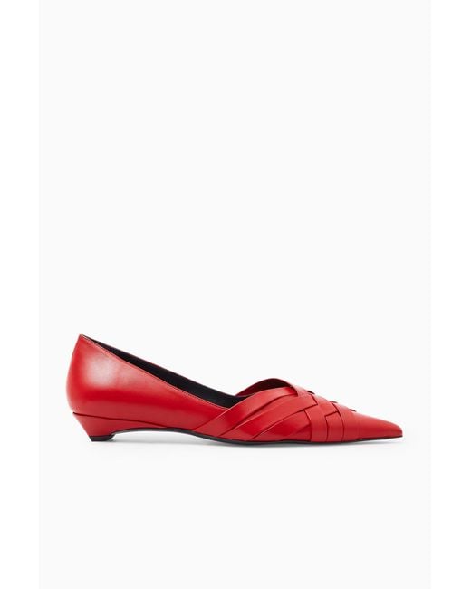 COS Red Crossover Ballet Flats