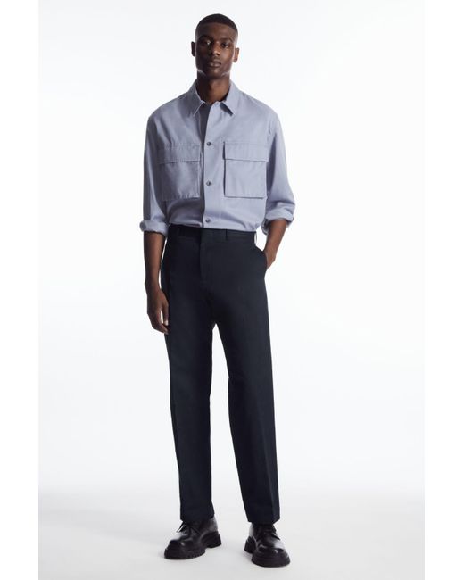 COS Blue Tapered Linen-blend Pants for men