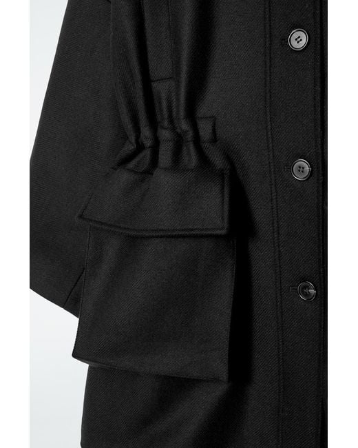 COS Black Oversized Wool Workwear Coat