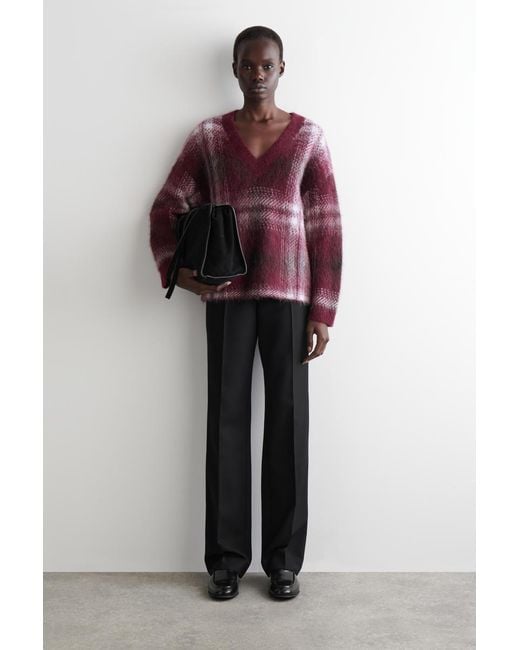 COS Purple Checked Alpaca-Blend Jumper