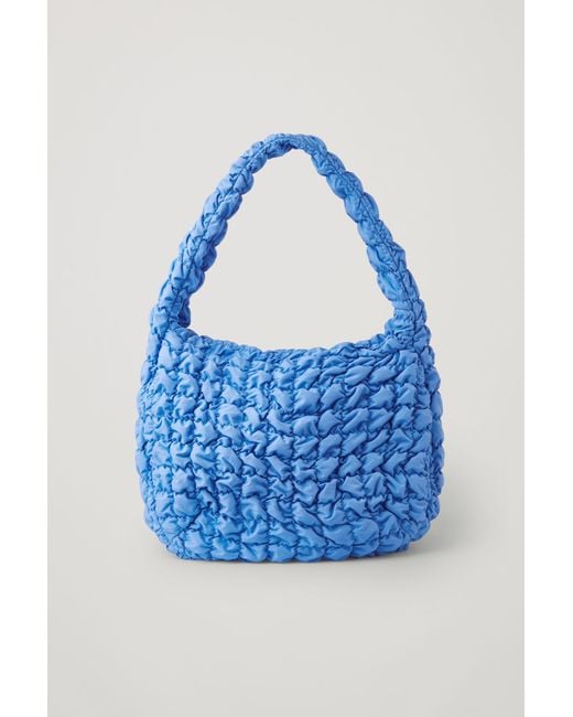 COS Blue Quilted Oversized Shoulder Bag