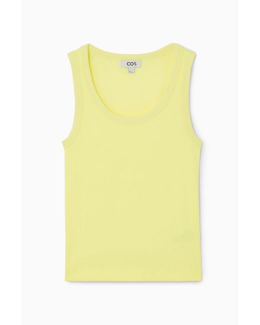 COS Yellow Scoop-neck Ribbed Tank Top