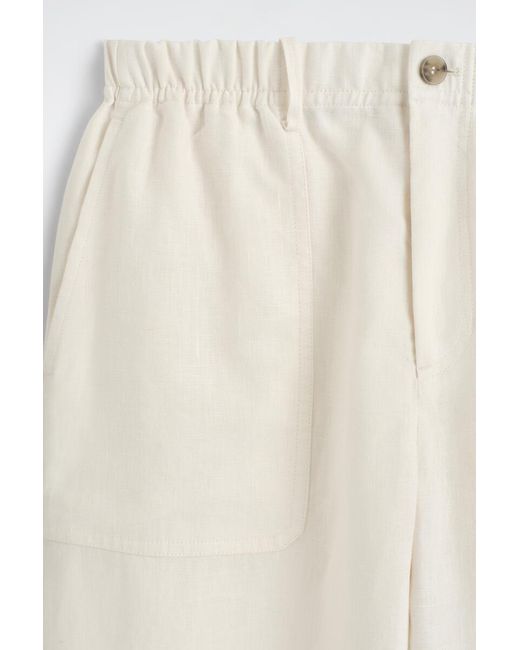 COS White Linen Relaxed-Fit Barrel-Leg Pants for men