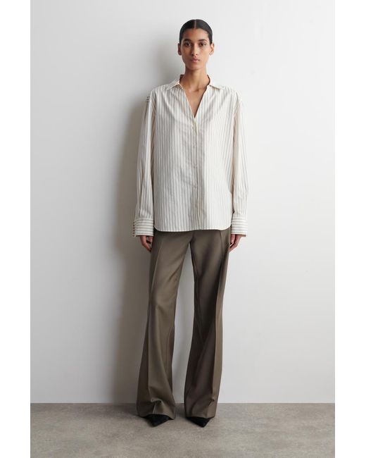 COS White Open-Collar Cotton-Poplin Shirt