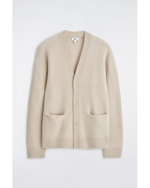 COS Natural Brushed-Wool V-Neck Cardigan for men