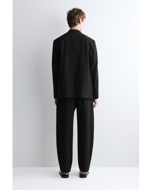 COS Black Seersucker Relaxed-Fit Straight-Leg Pants for men