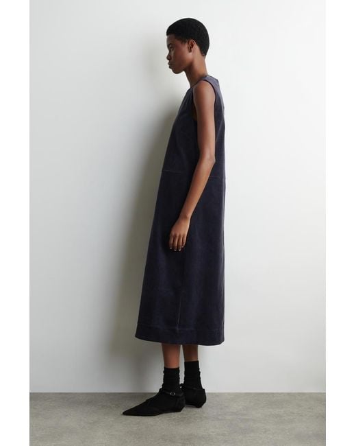 COS Blue A-Line Corduroy Midi Dress