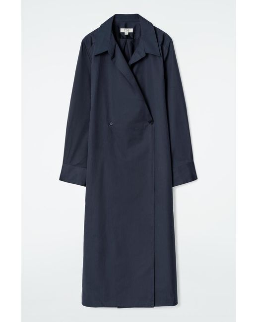 COS Blue Double-Breasted Midi Shirt Dress