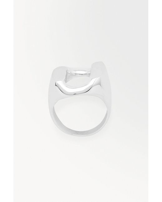 COS White The Sterling Silver Chain-link Ring for men