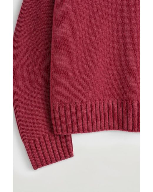 COS Red Chunky Cashmere Funnel-Neck Sweater
