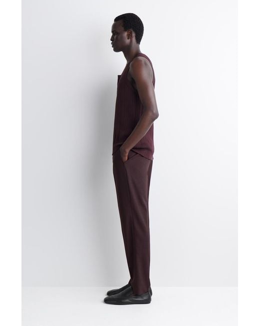 COS Purple Silk-Cotton Henley Tank Top for men