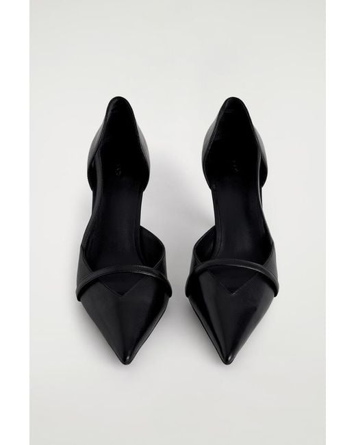 COS White Strap-Detail Leather Pumps