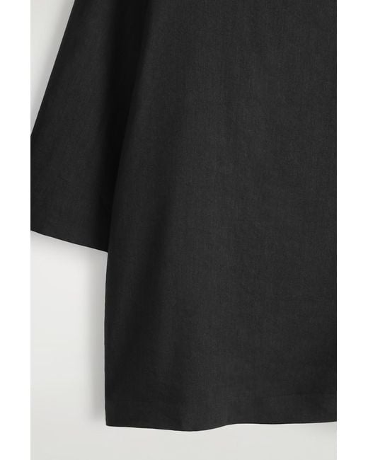 COS Black Linen A-Line Mini Dress