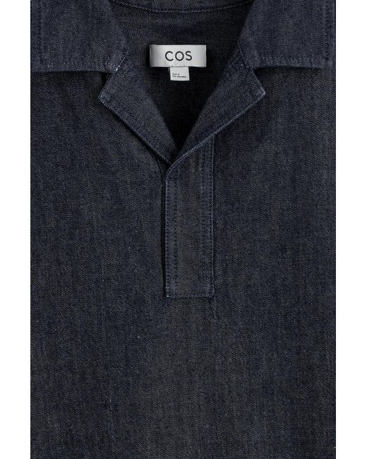 COS Blue Denim Popover Shirt for men