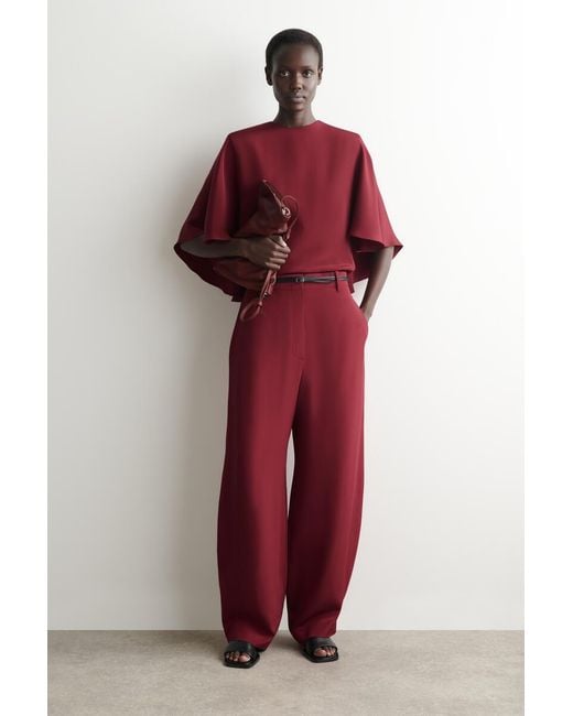 COS Red Draped Silk Top