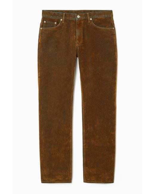 COS Amp Flockeddenim Jeans Straight in Brown Lyst UK