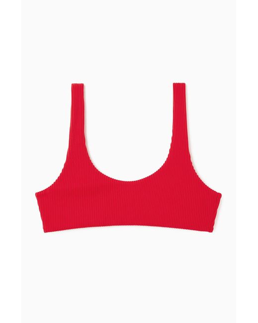 COS Red Scoop-neck Ribbed Bikini Top