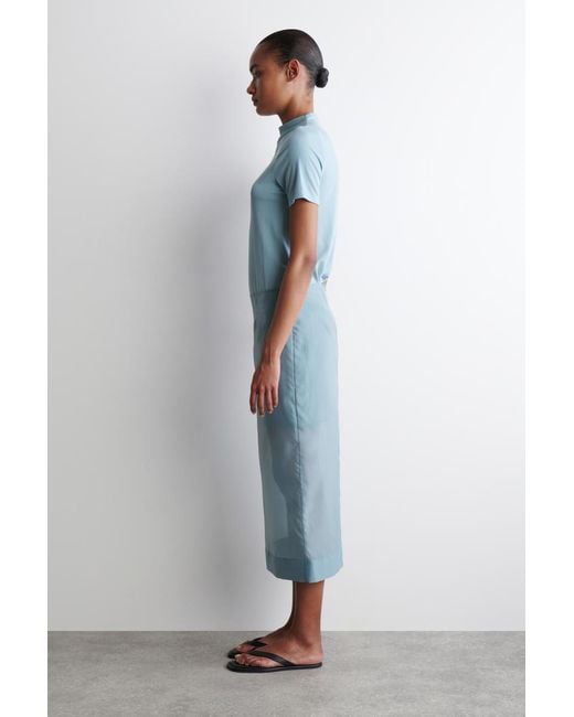 COS Blue Sheer Column Skirt