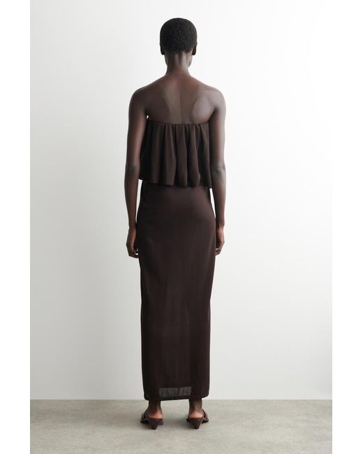 cos knitted bandeau maxi dress black COS Layered Sheer-Knit Bandeau Maxi Dress in Black