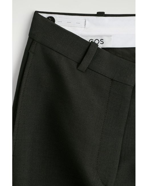 COS Green Cropped Wool Barrel-Leg Pants