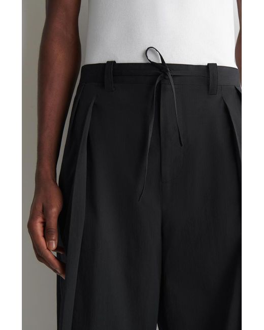COS Black Cotton Relaxed Wide-Leg Drawstring Pants for men