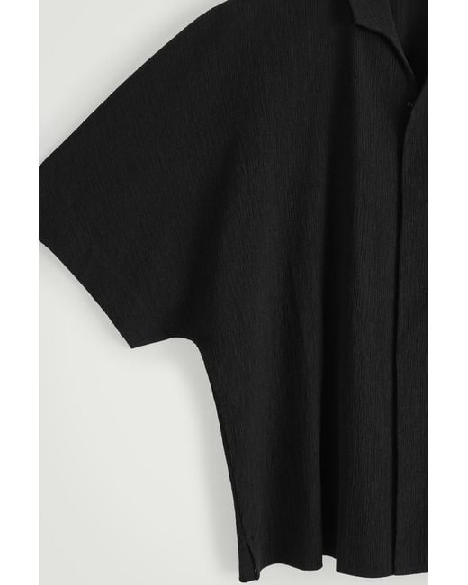 COS Black Crinkled-Cotton Shirt for men
