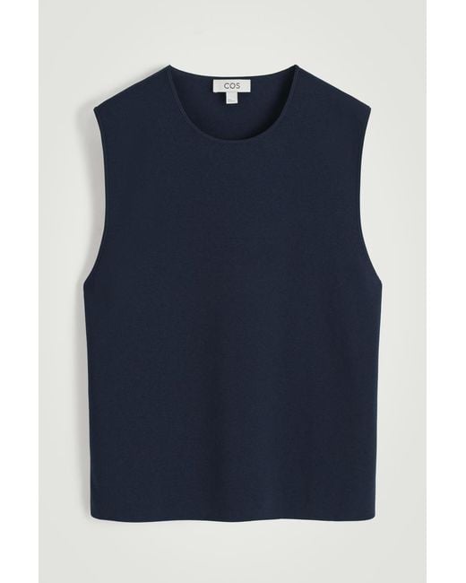 COS Blue Knitted Sports Tank Top for men