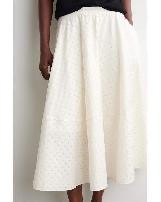 COS Natural Polka-Dot Jacquard Cotton Midi Skirt