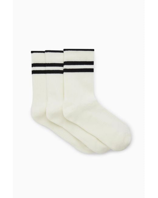 COS White 3-pack Ribbed Sport Socks for men