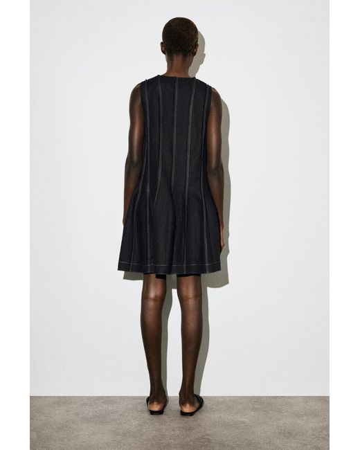 COS Black Sculpted Pleated Mini Dress