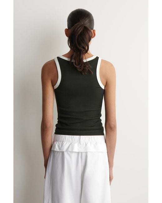 COS Black Ribbed Cotton Tank Top