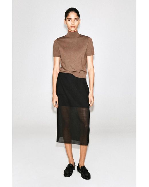 COS Brown Merino Wool Turtleneck Top