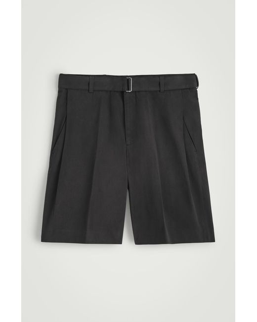 COS Black Belted Tailored Shorts for men