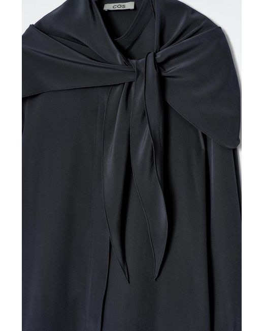 COS Black Silk Scarf-Detail Shirt
