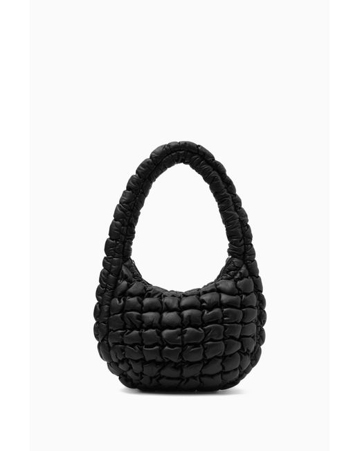 New COS Diamond Quilted Oversized Shoulder Crossbody Bag Purse Black