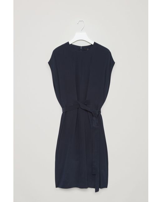 cos blue wrap dress Mid-length dress Cos Blue size 36 FR in Synthetic